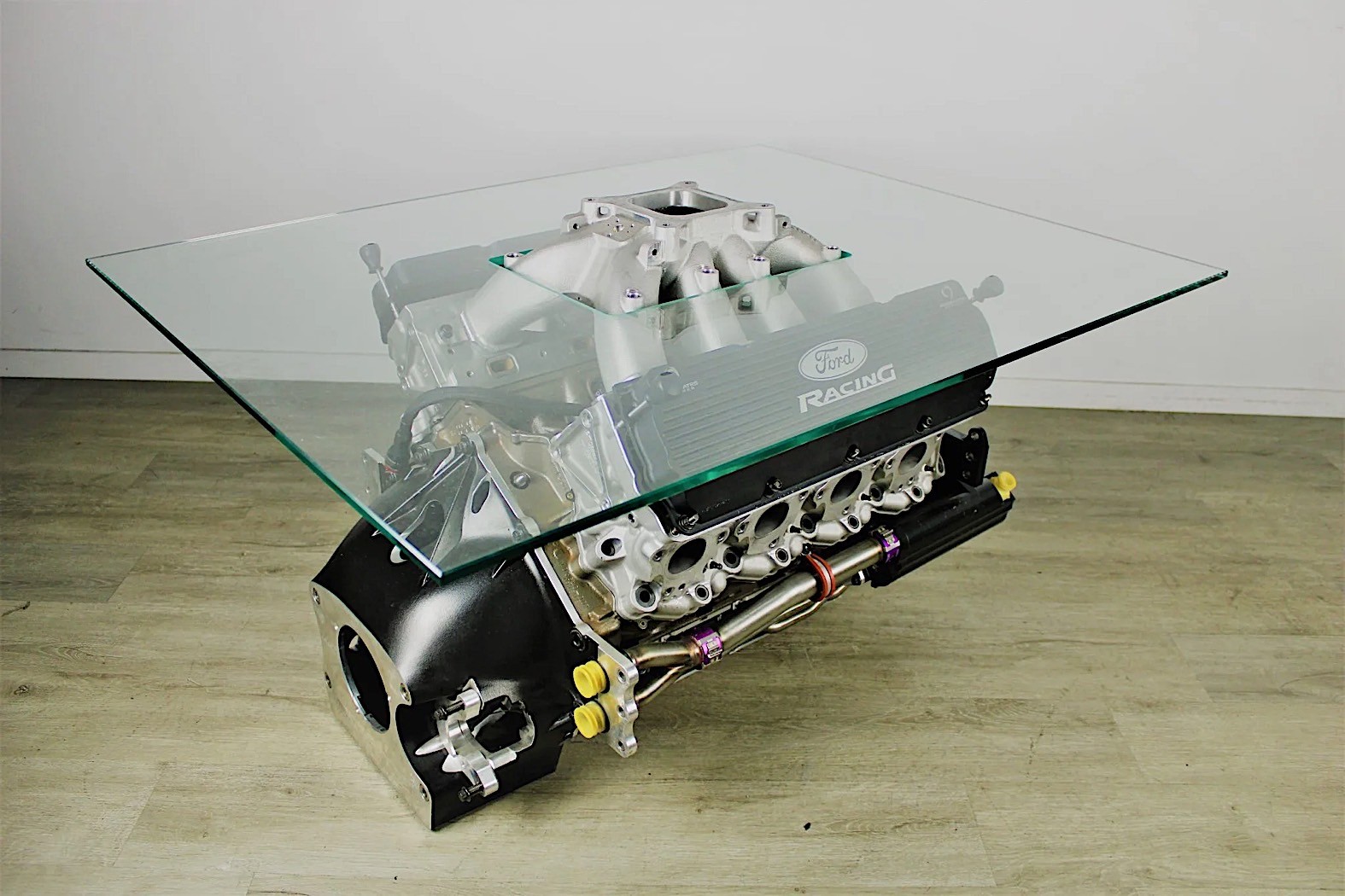 Unique Coffee Table Crafted from a 425-Pound NASCAR Engine