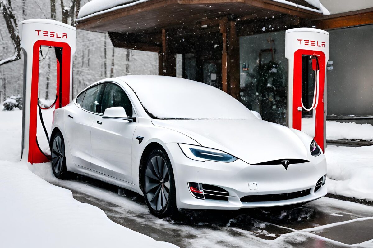 ev-car-of-tesla-getting-charged-at-charging-station-in-cold-weather-covered-in-snow